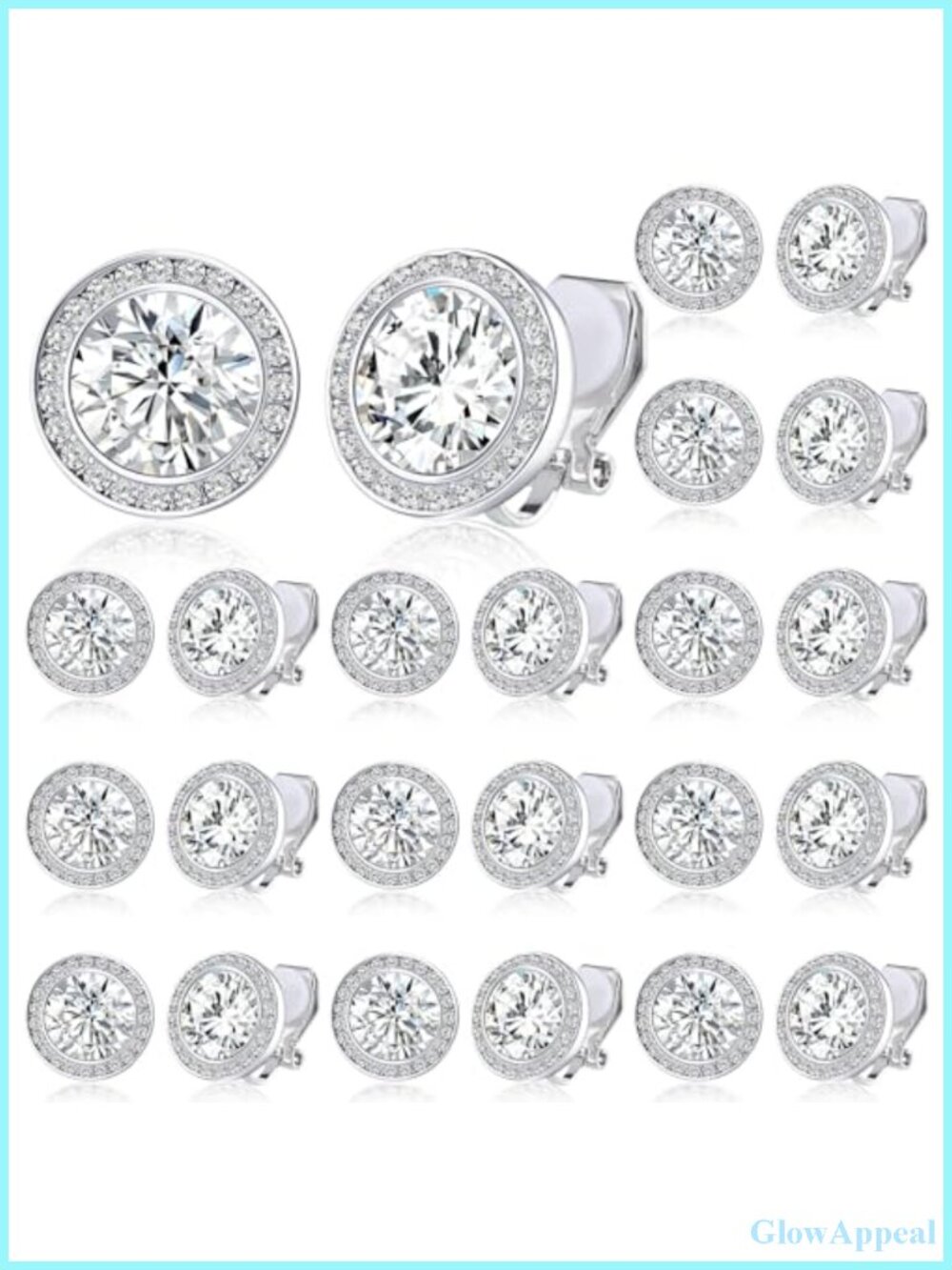 12 Pairs Rhinestone Clip On Earrings for Women Dance Performance